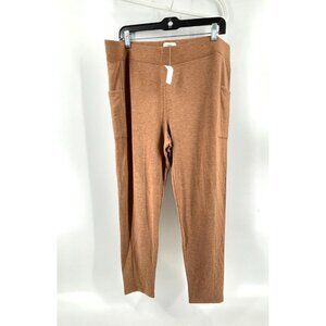 NWT LOFT Women's Brown Pull On Activewear Stretch Yoga Pants Side Pockets Sz XL